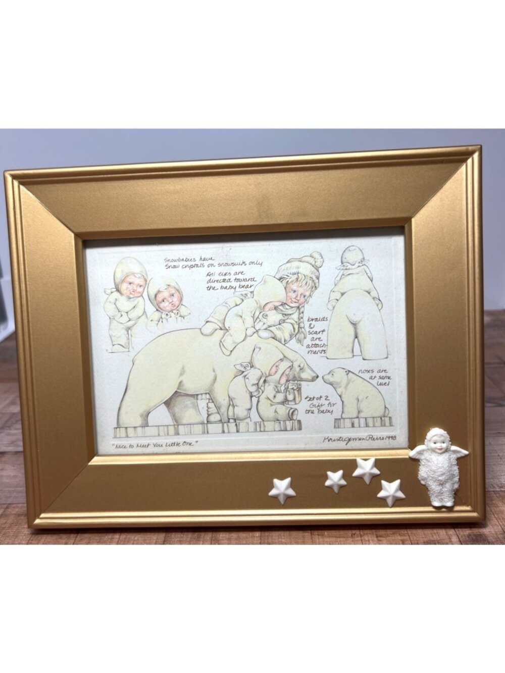 Department 56 Snowbabies "Nice To Meet You Little One" Framed Art  1998 Print  G